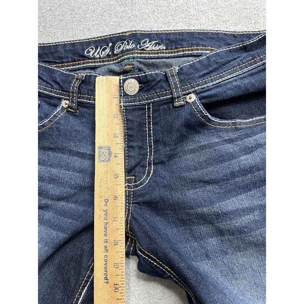 U.S. Polo Assn Shorts Womens 11/12 Blue Denim Jean Bermuda Embroidered Pockets